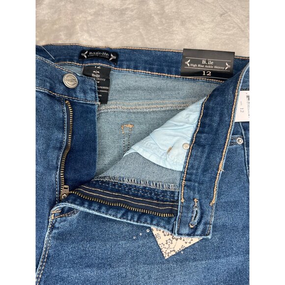 Nanette Belle High Rise Ankle Skinny Jeans Blue With Rhinestone Detail Size 12 - Picture 8 of 16